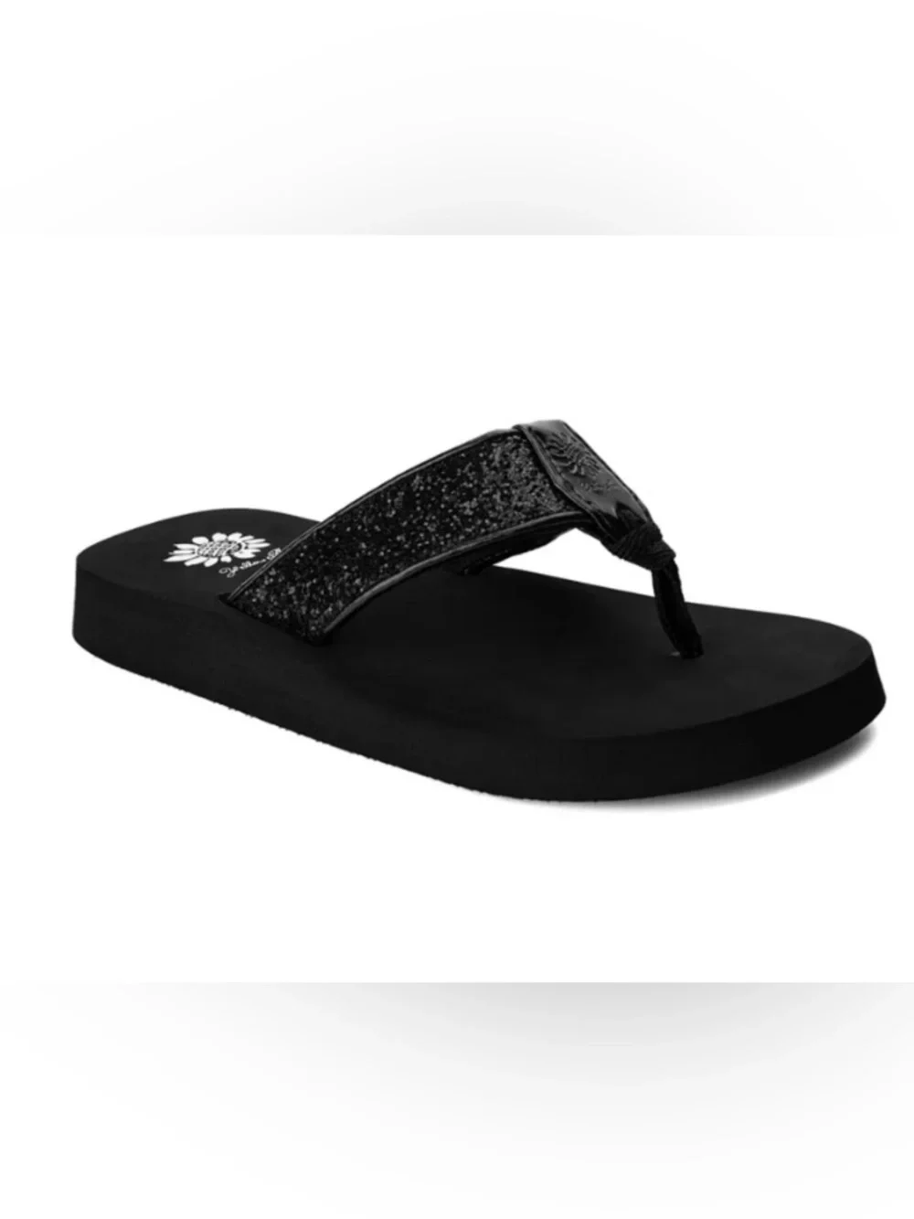 Yellow Box Carolina Black Glitter Platform Flip Flop Sandals Sz 7 NWOT - Picture 4 of 6